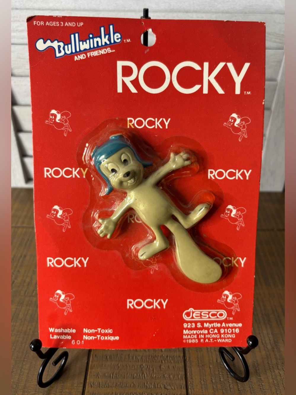 Vintage 1985 Rocky the Flying Squirrel Figure Jesco Sealed New on Card